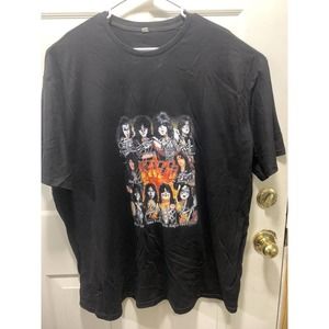 Kiss 4XL Mens T-Shirt With Kiss Band Members And Signatures Graphic